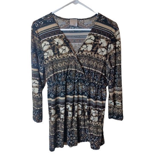 Women's Tailor By‎ B Moss Brown dressy top/blouse no size tag measures M/L - Picture 2 of 16